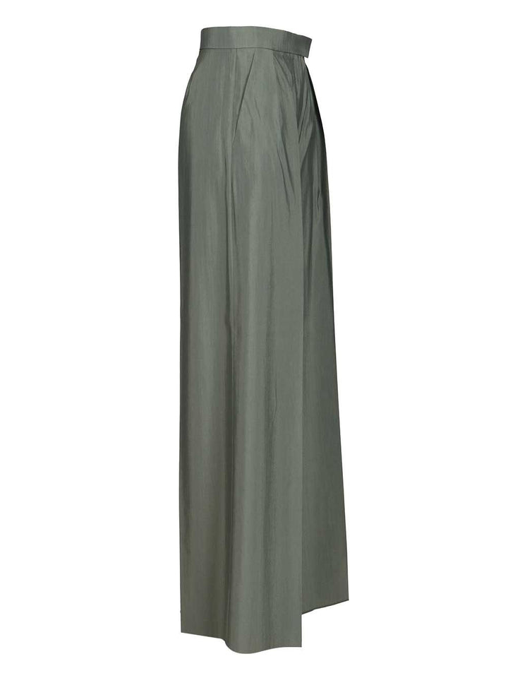 Max Mara Wide-Leg  In Wool And Silk Trousers - Green | 518f3468435e41a1544e6dffaf2449f9faee3c6f