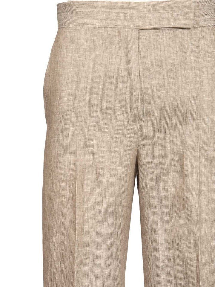 Max Mara Chevron Linen Batavia Trousers - Beige | 0ef99fc882af04bbe2bf6010511e88d5370f05d6