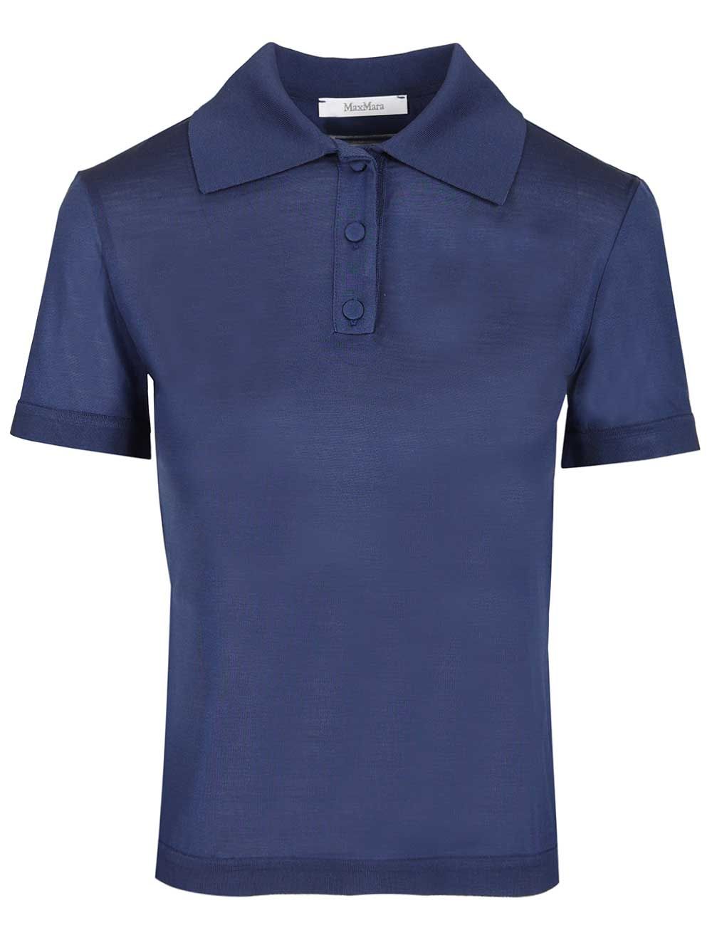 Max Mara Silk Jersey Polo shirt - Blue | 7b6ba4a1ecdc01542d26ae91ead1b645ac3ff084