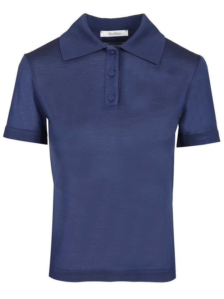 Max Mara Silk Jersey Polo shirt - Blue | 7b6ba4a1ecdc01542d26ae91ead1b645ac3ff084