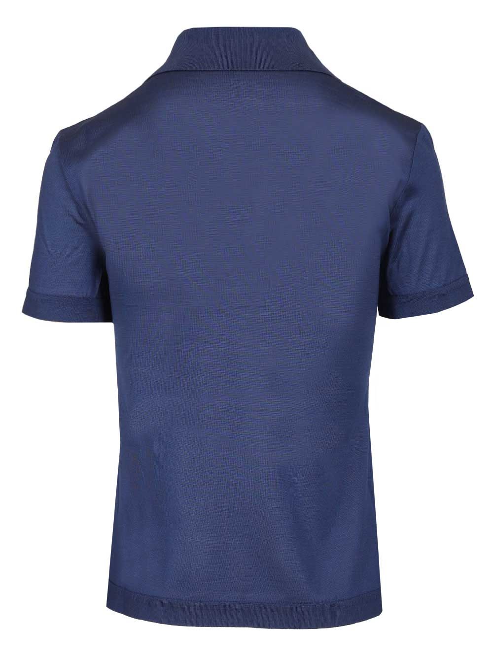 Max Mara Silk Jersey Polo shirt - Blue | d8fb838beef18452a3a1938ae40364965465db35