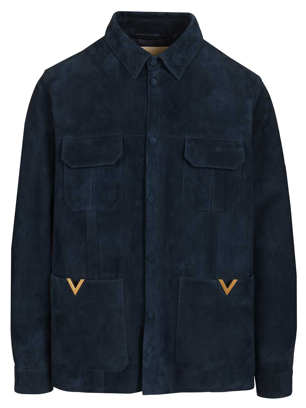 Valentino Garavani Suede Caban Jackets - Blue | 48385e0554a98afd2d5c75f21ceb2eada1782855