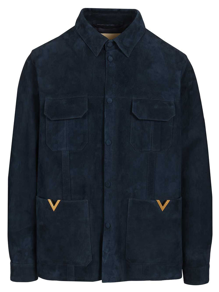 Valentino Garavani Suede Caban Jackets - Blue | 48385e0554a98afd2d5c75f21ceb2eada1782855