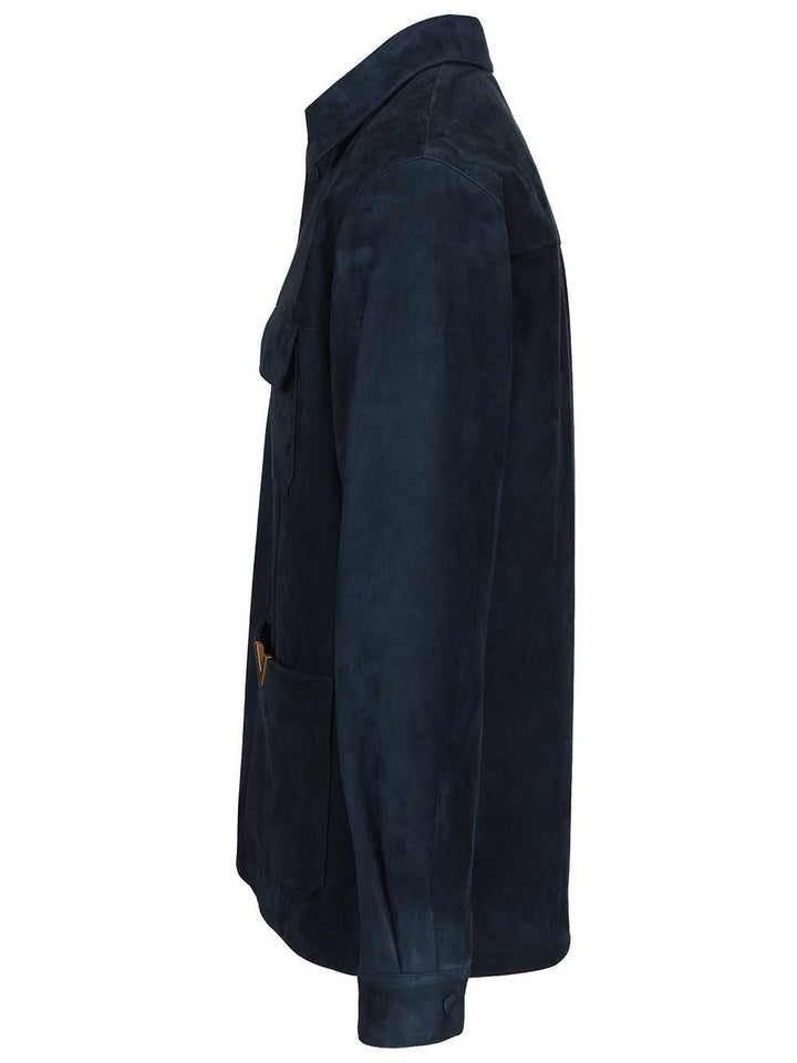 Valentino Garavani Suede Caban Jackets - Blue | a344b381476e179bc3ff90840884c931171c6db6