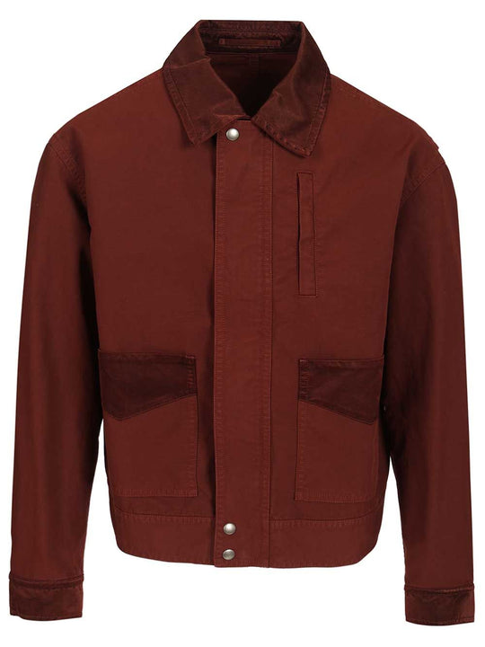 Cotton Blend Blouson Jackets Bordeaux