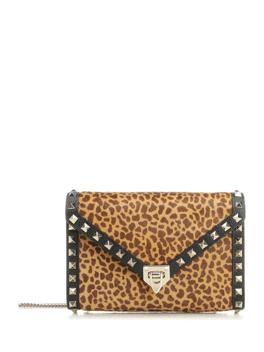 Rockstud Mini Pony Skin Shoulder Bag Small Leather Goods Brown