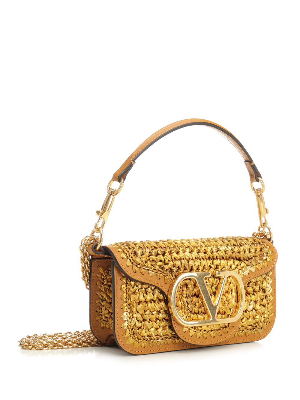 Valentino Garavani Raffia Shoulder Bag Shoulder Bags - Gold | d769fea5e31ee8cee5306734b6274f54abfd2da3