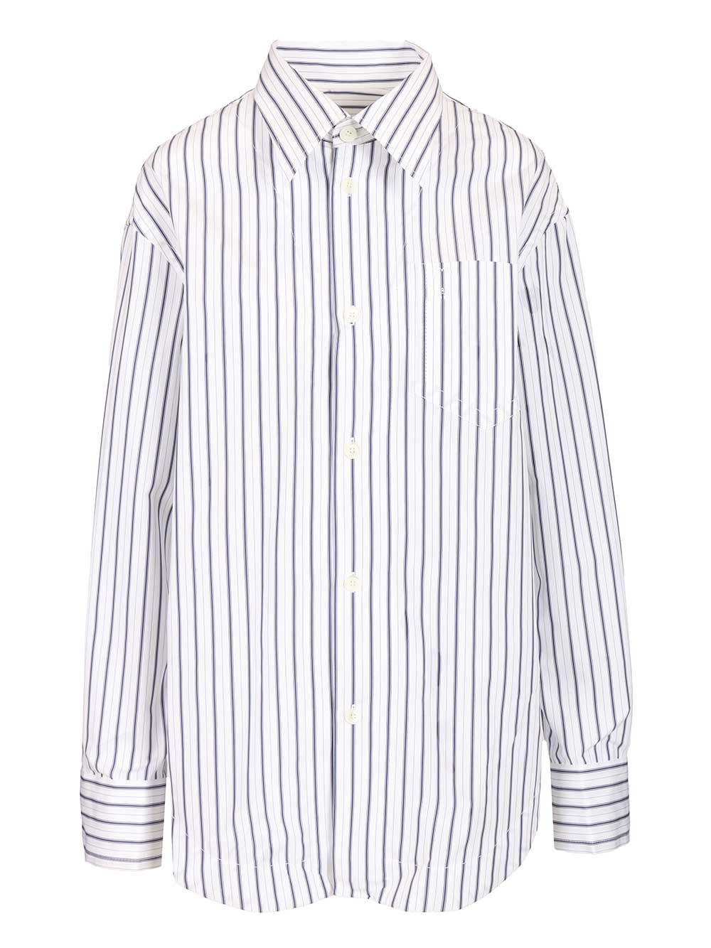 Ami Wide Striped Shirt Shirts - White | 92e3c02412a97e99a2700c251bcb2bdc2de921e9