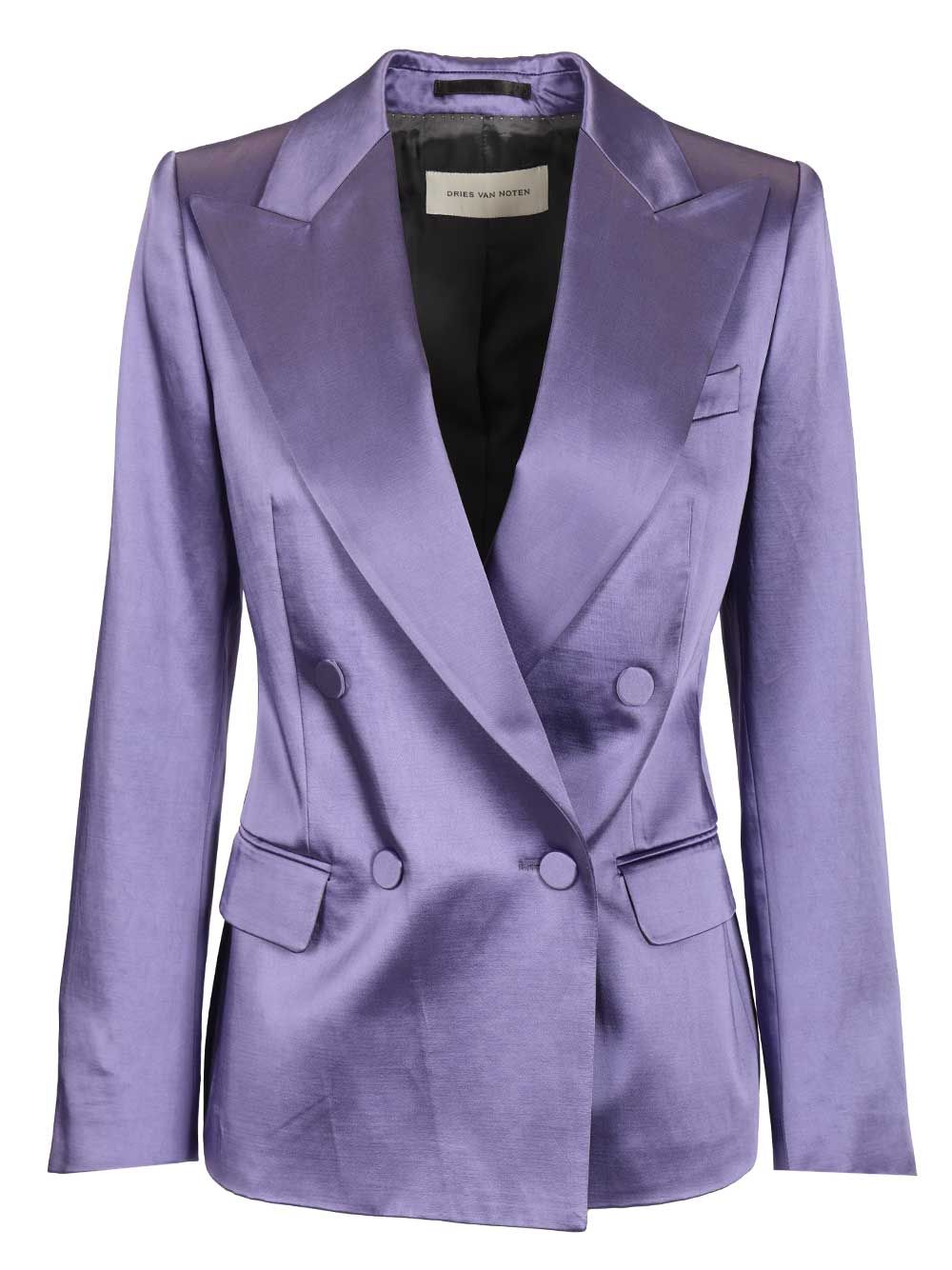 Dries Van Noten Blazer In Shiny Satin Jackets - Violet | adc4ae0c488cb7d9ca489ab3dfcf8e6e4cb6c91a