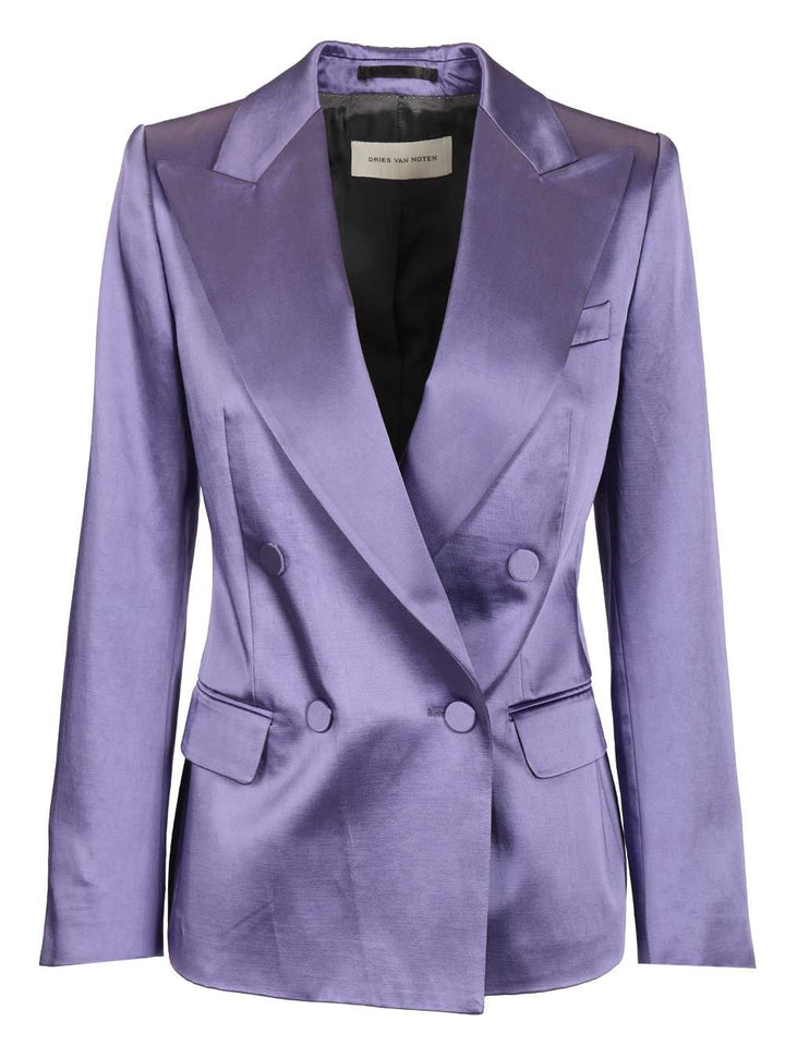 Dries Van Noten Blazer In Shiny Satin Jackets - Violet | adc4ae0c488cb7d9ca489ab3dfcf8e6e4cb6c91a