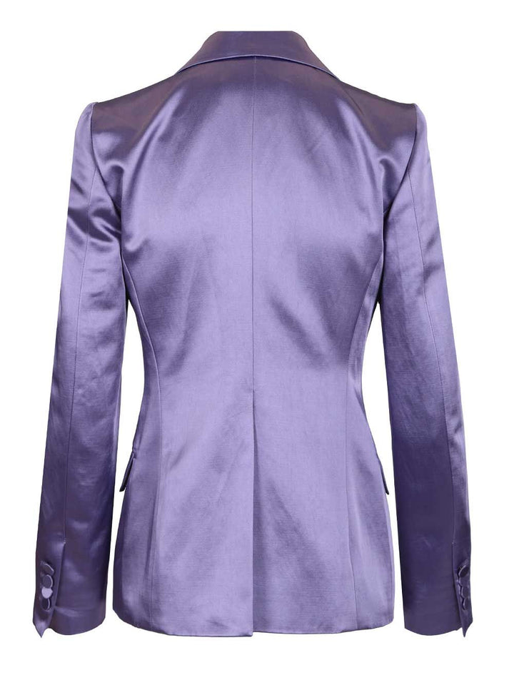 Dries Van Noten Blazer In Shiny Satin Jackets - Violet | 41bc8cc104e6d10cbf71b559239b488943e1693e