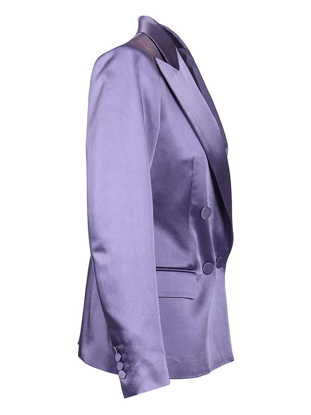 Dries Van Noten Blazer In Shiny Satin Jackets - Violet | 7118d2662c2f36100362f65ae8c94ff2afe3a043