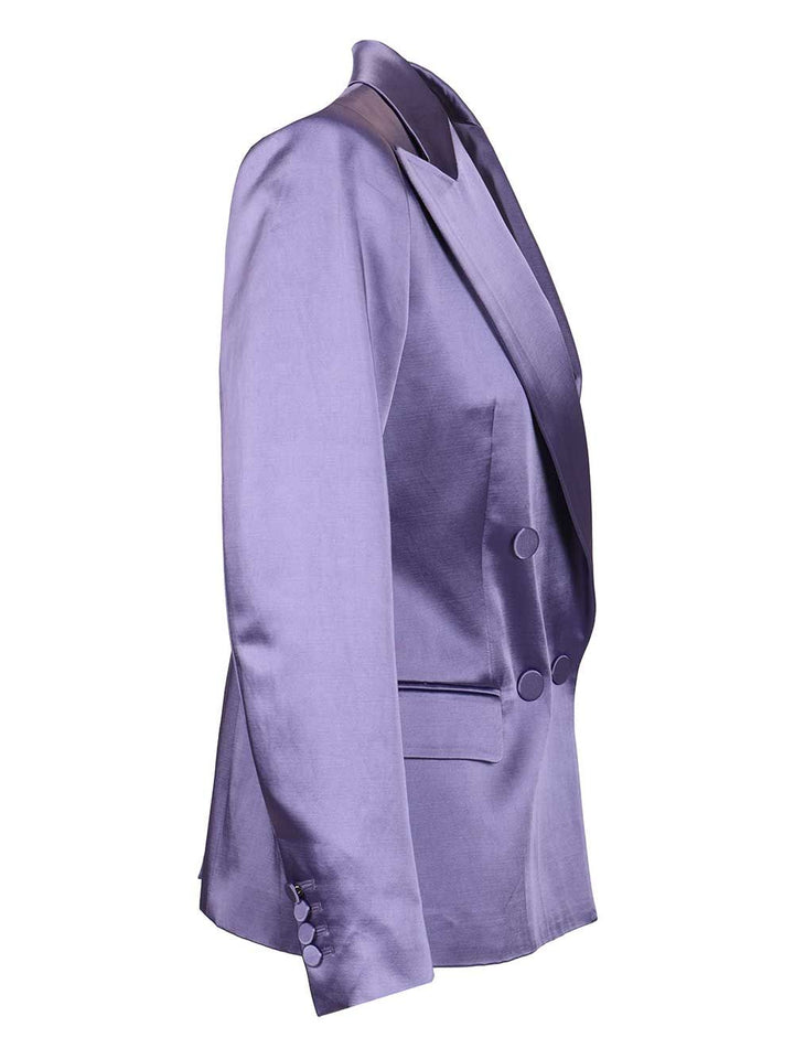 Dries Van Noten Blazer In Shiny Satin Jackets - Violet | 7118d2662c2f36100362f65ae8c94ff2afe3a043