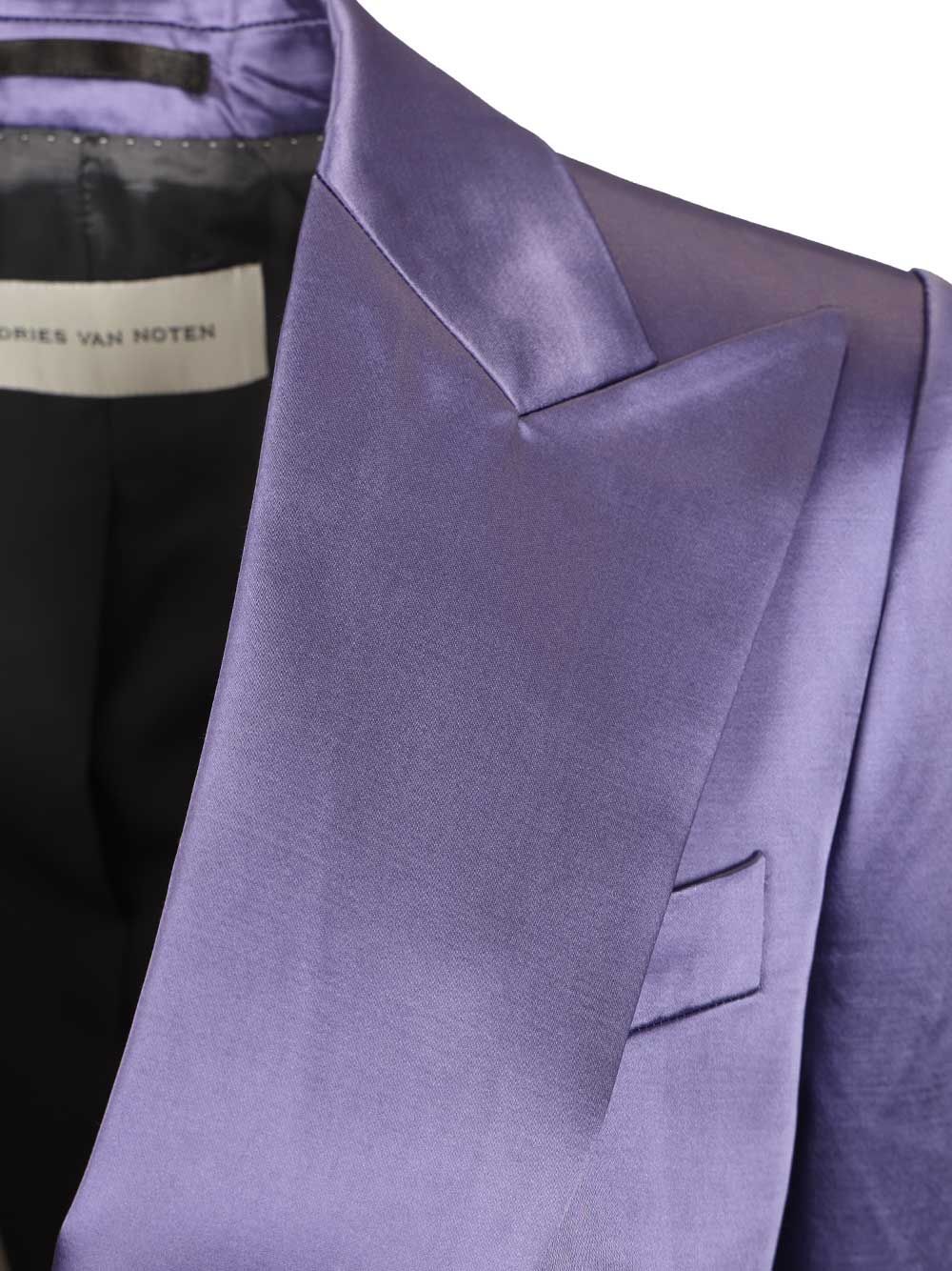 Dries Van Noten Blazer In Shiny Satin Jackets - Violet | 77f34741ee2ee16e4d4b1e1777815c3e4be9a154