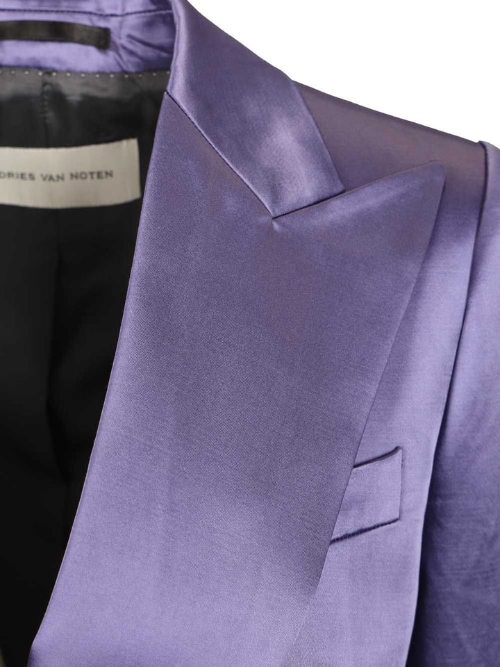 Dries Van Noten Blazer In Shiny Satin Jackets - Violet | 77f34741ee2ee16e4d4b1e1777815c3e4be9a154