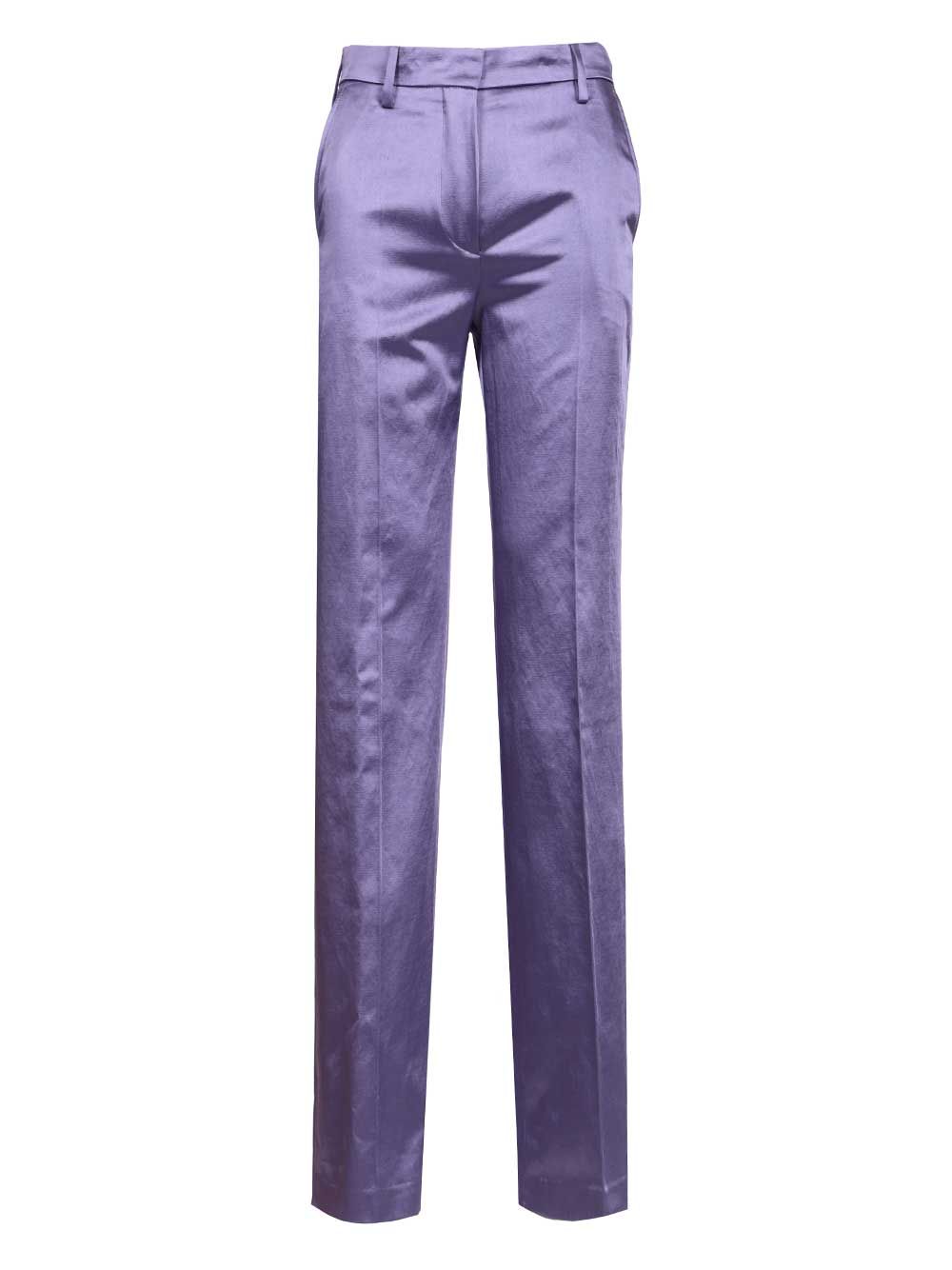 Dries Van Noten Straight Trousers In Cotton Blend Satin Jackets - Violet | a863781e9d824ec62b4dc659b37c2b80499b2974