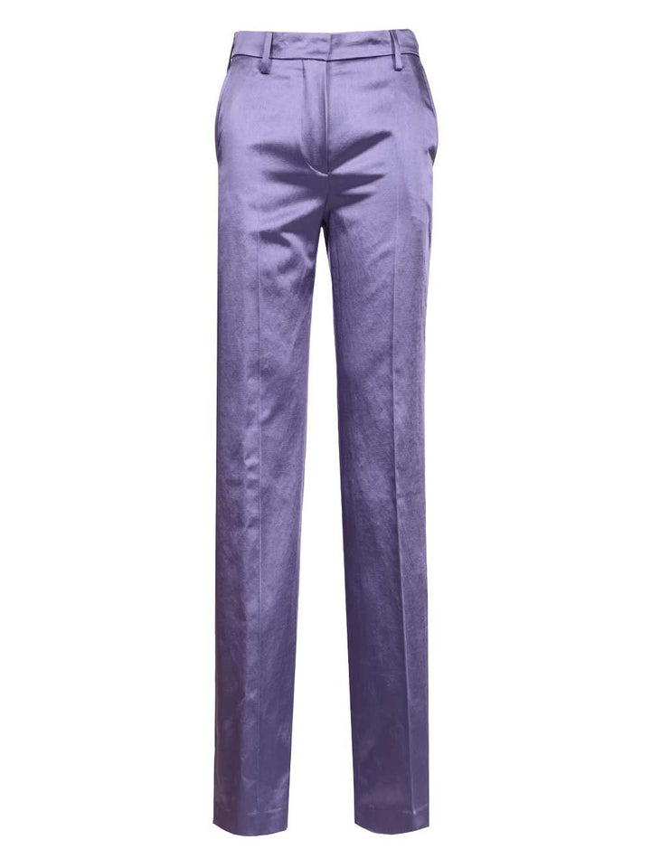 Dries Van Noten Straight Trousers In Cotton Blend Satin Jackets - Violet | a863781e9d824ec62b4dc659b37c2b80499b2974