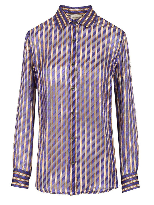 Striped DéVoré Satin Shirt Shirts Violet