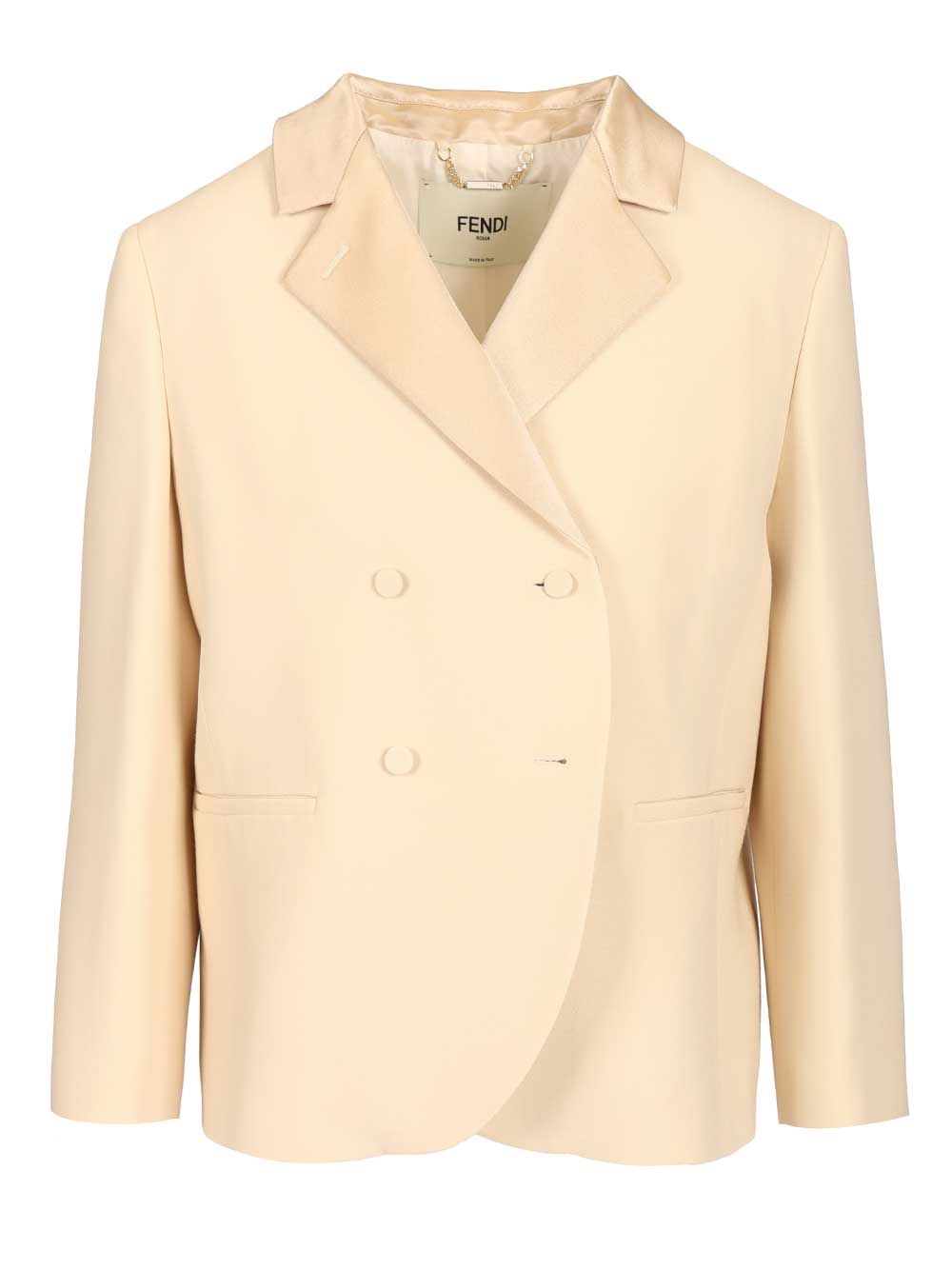 Fendi Double-Breasted Wool Blazer Jackets - Rose | 2a93c25e84a6e143a3d6fe0fec4842769e815df3
