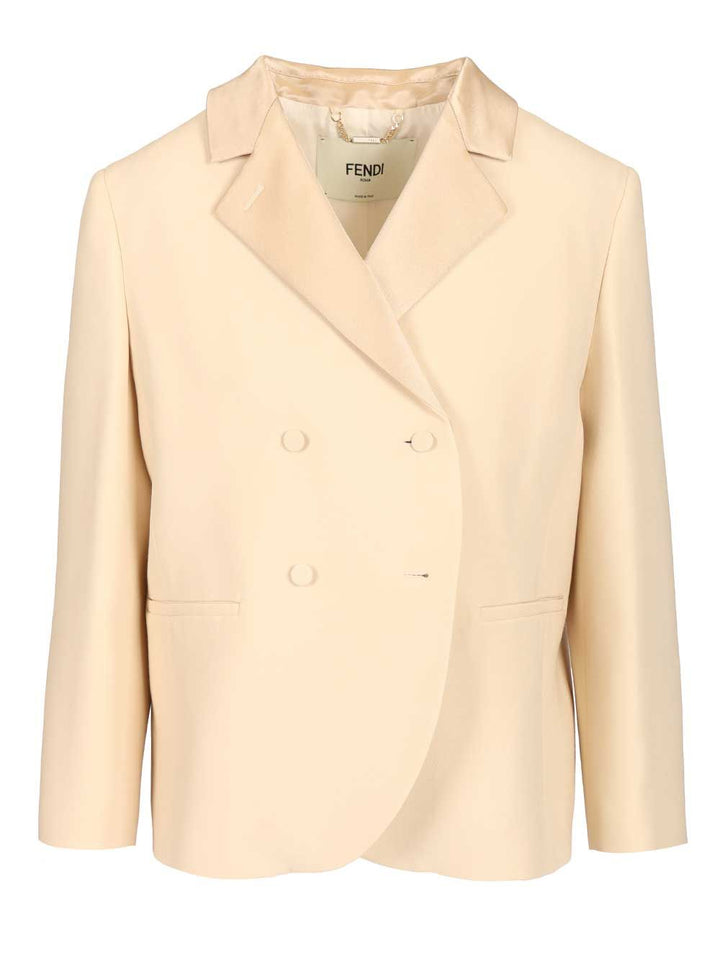 Fendi Double-Breasted Wool Blazer Jackets - Rose | 2a93c25e84a6e143a3d6fe0fec4842769e815df3