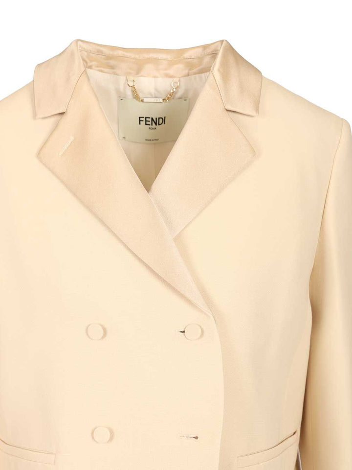 Fendi Double-Breasted Wool Blazer Jackets - Rose | 0aee0c1ce9749e1779cc920d5fe3337fac9e5fc6