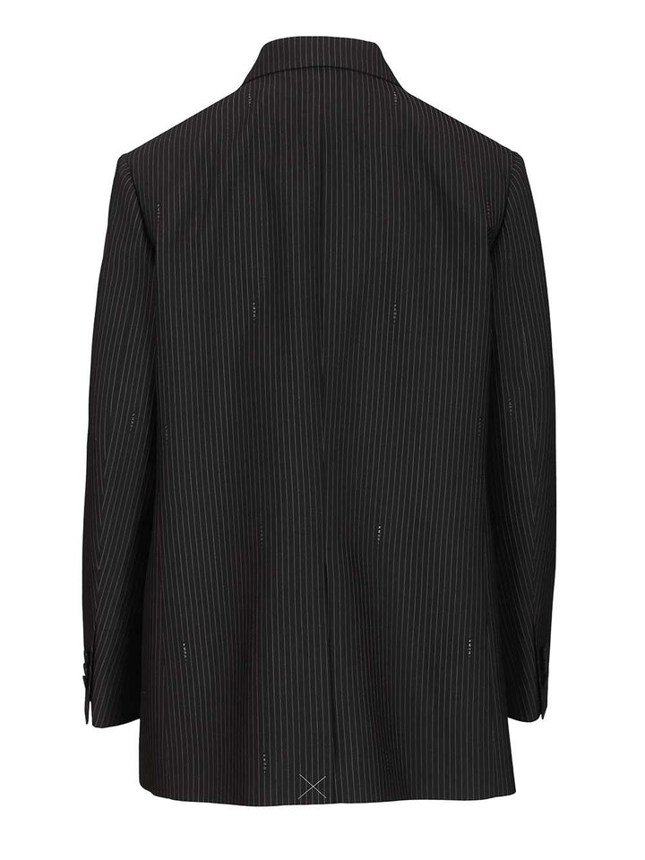 Fendi Pinstriped Wool Blazer Jackets - Blue | 10e6b56898d39644e439a01e8c767f47988fba90