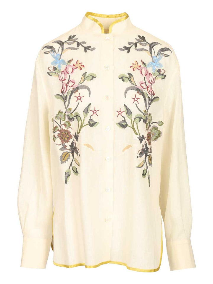 Valentino Garavani Linen Shirt With Embroidery Shirts - White | 953838f7821087e966aeadf89fe4789bcfc60827