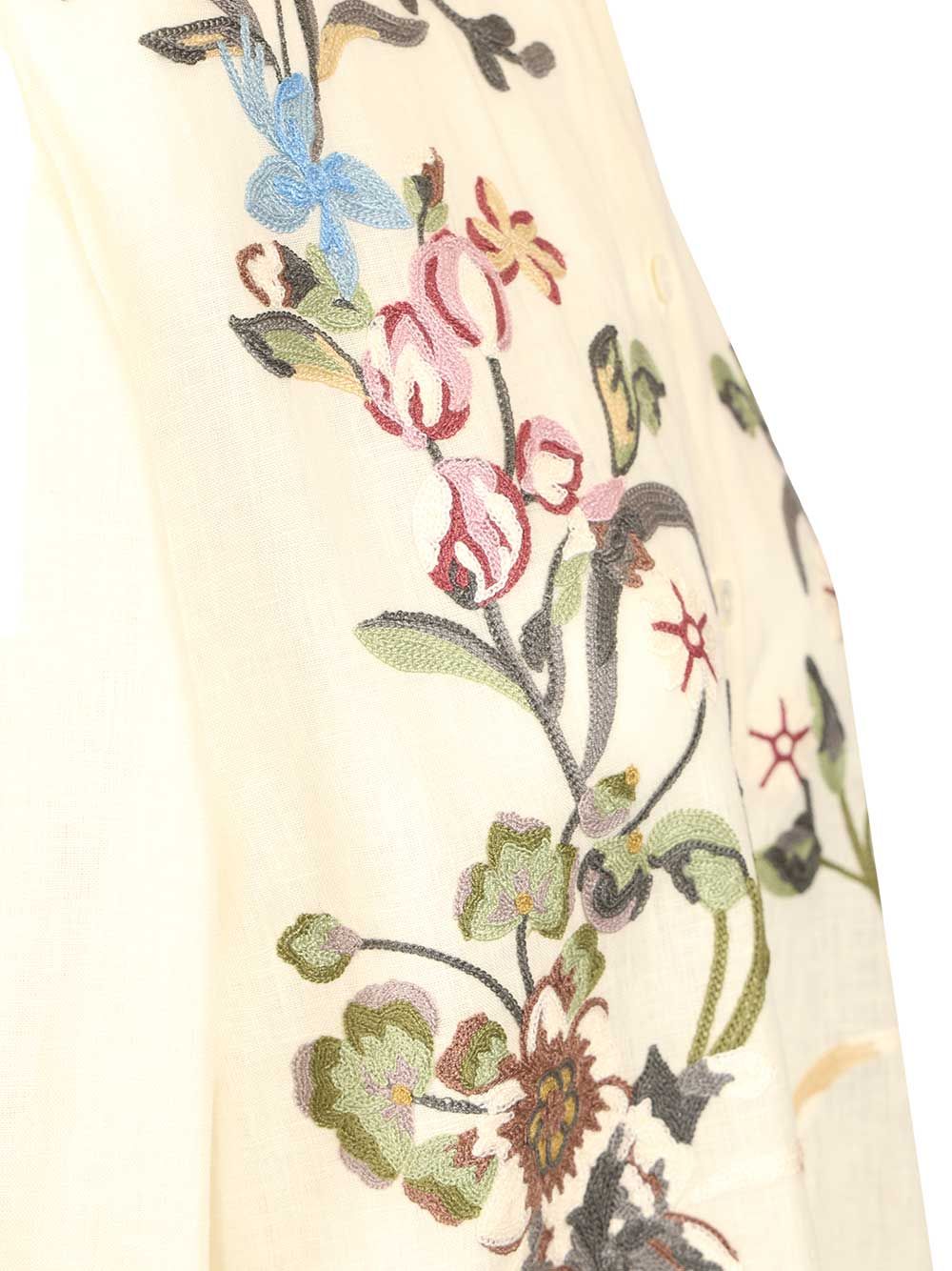 Valentino Garavani Linen Shirt With Embroidery Dresses - White | 94def5a45353c6166bd417546567b41965493737