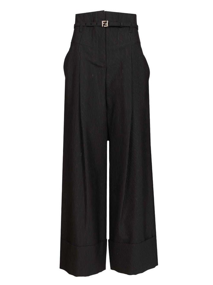Fendi Pinstriped Wool Trousers - Blue | a7e1df044de71182407d6048756f36cae216e6b0