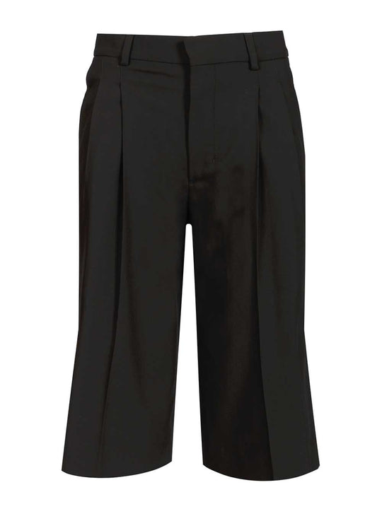 Wide-Leg Bermuda Shorts Trousers Black