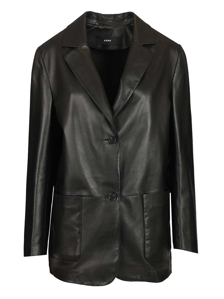 Arma Ohann Leather Blazer Jackets - Black | 2096867a31f203d7b3f8388095ec095b997fd8e7