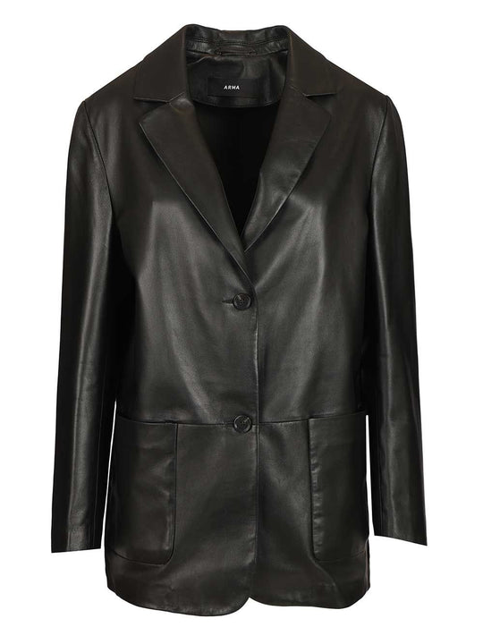 Ohann Leather Blazer Jackets Black