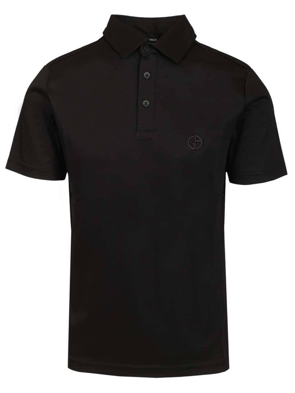 Giorgio Armani Cotton Interlock Polo shirt - Black | fd93c1f623914758c766f40bf2b87797ab7c4582