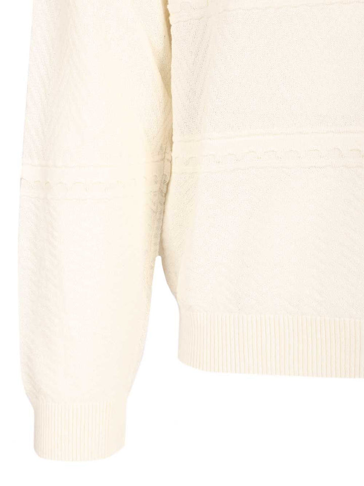 Emporio Armani Sweater With Henley Collar Knitwear - White | cde83cdee8db95e3b4424ea48ef08a132af220f6
