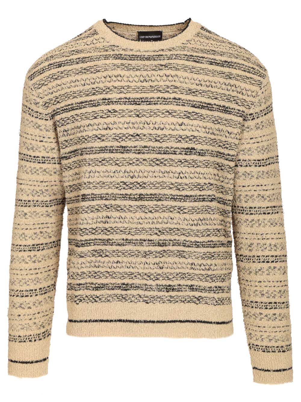 Emporio Armani Triped Crewneck Cotton-Blend Jumper Knitwear - Multicolor | 5508c281aa1c82b8781d3f4923dc645496f979f9