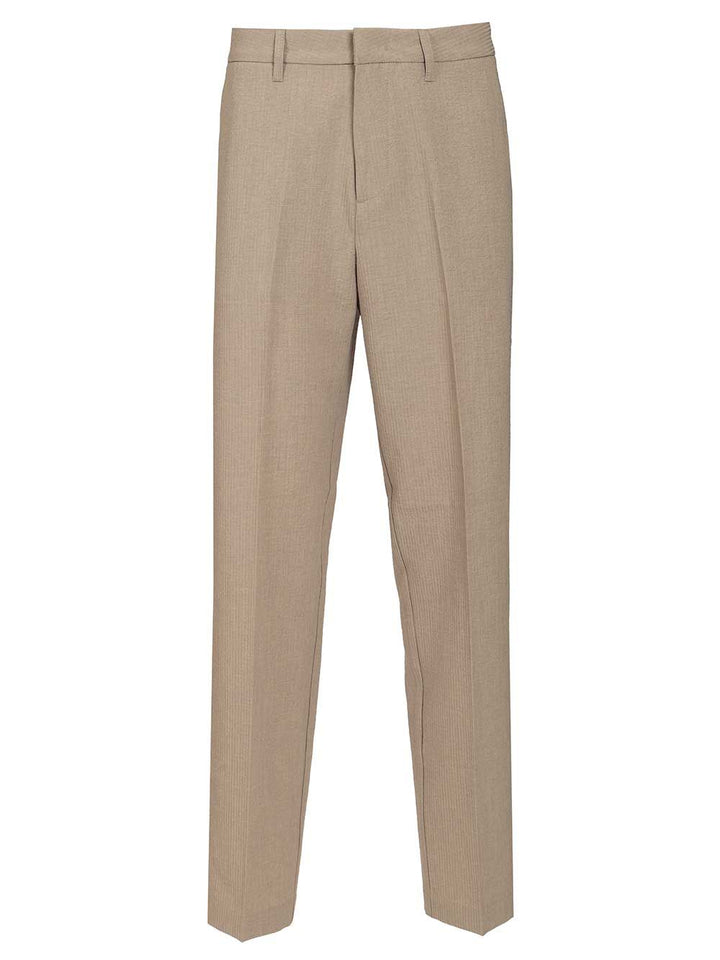 Emporio Armani Technical Seersucker Trousers - Beige | 9058276f97e0c76884da4f1e5a3283d54420a43c