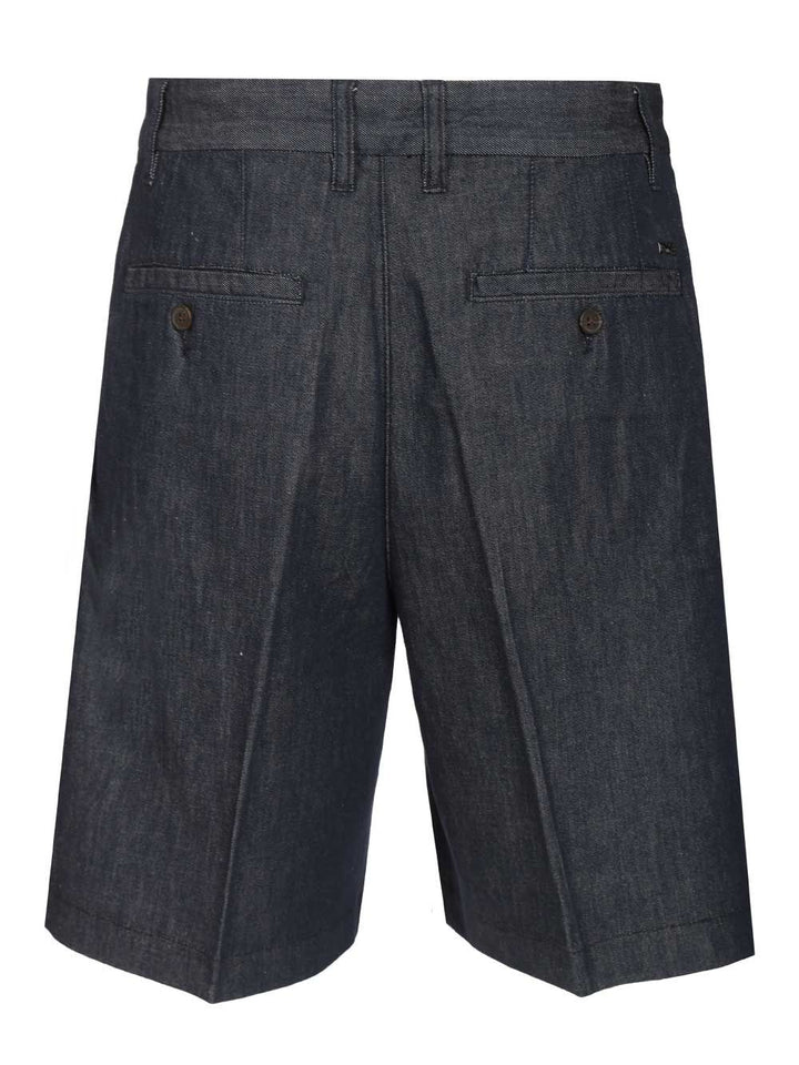 Emporio Armani Lightweight Denim Bermuda Shorts Trousers - Blue | 7cc2facc876ed13eeda65982045e4b97854061d9