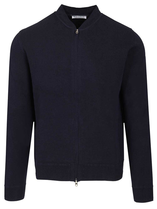 Cotton Cardigan Polo Shirt Blue