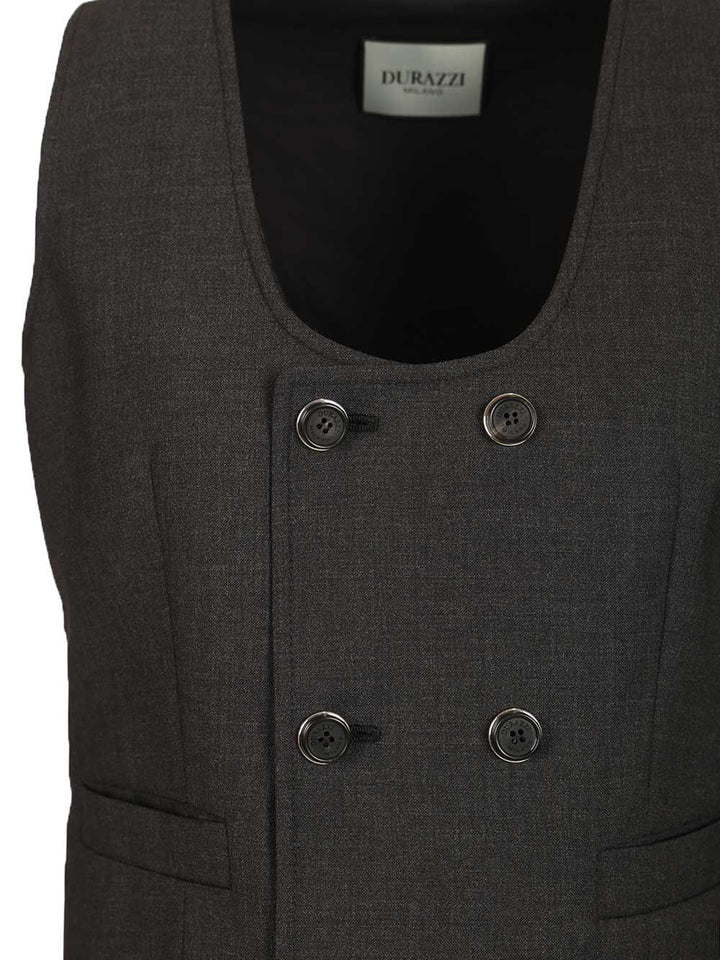 Durazzi Milano Tailored Double-Breasted Vest Jackets - Grey | dbe157fb1f20c34f252349508e0023fbc3f7252b