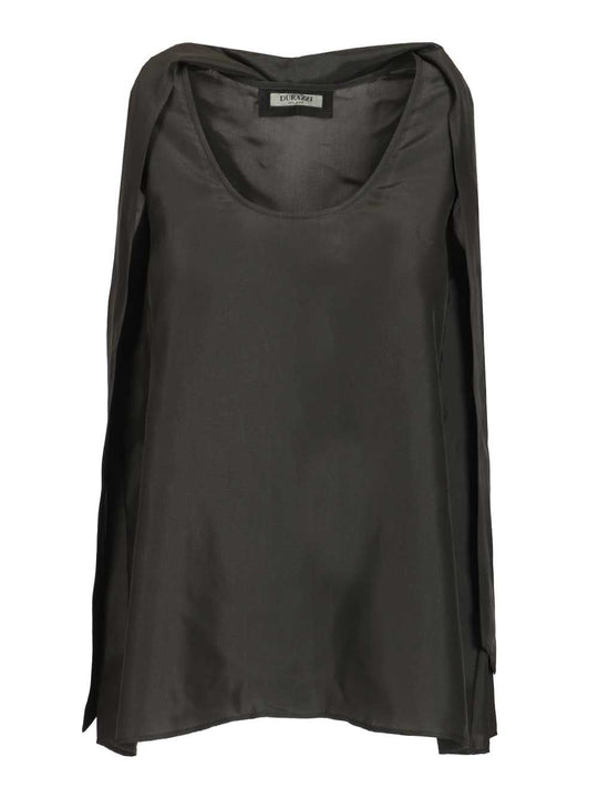 Sleeveless Silk Top Tops Grey