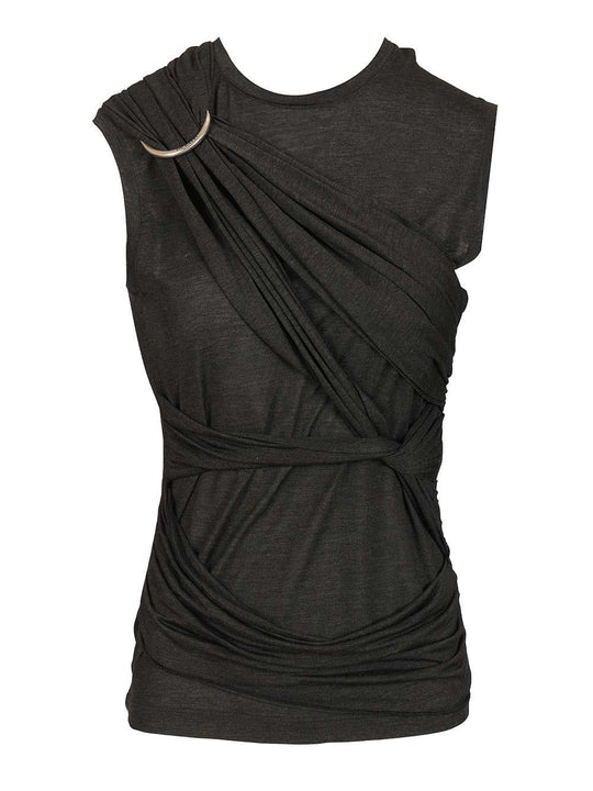 Draped Tank Top Tops Black