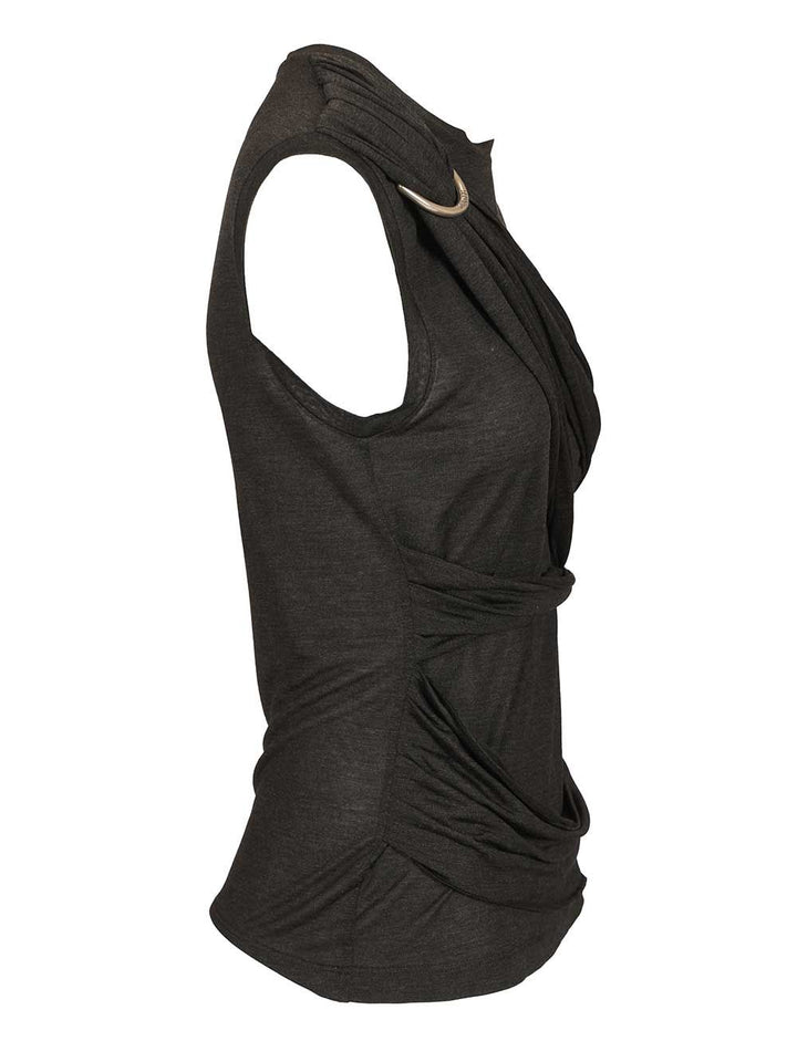 Durazzi Milano Draped Tank Top Tops - Black | 08234a7f9338373d2a9932232b274d4c8db9788f