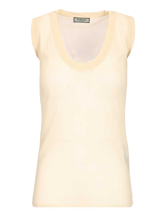 Semi-Sheer Tank Top Tops Beige