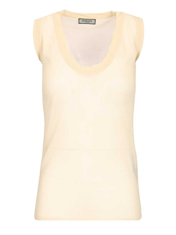 Durazzi Milano Semi-Sheer Tank Top Tops - Beige | 68a70c786665d12cd5143eeb2a328a314da9271e