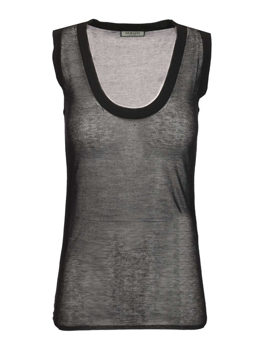 Semi-Sheer Tank Top Tops Black