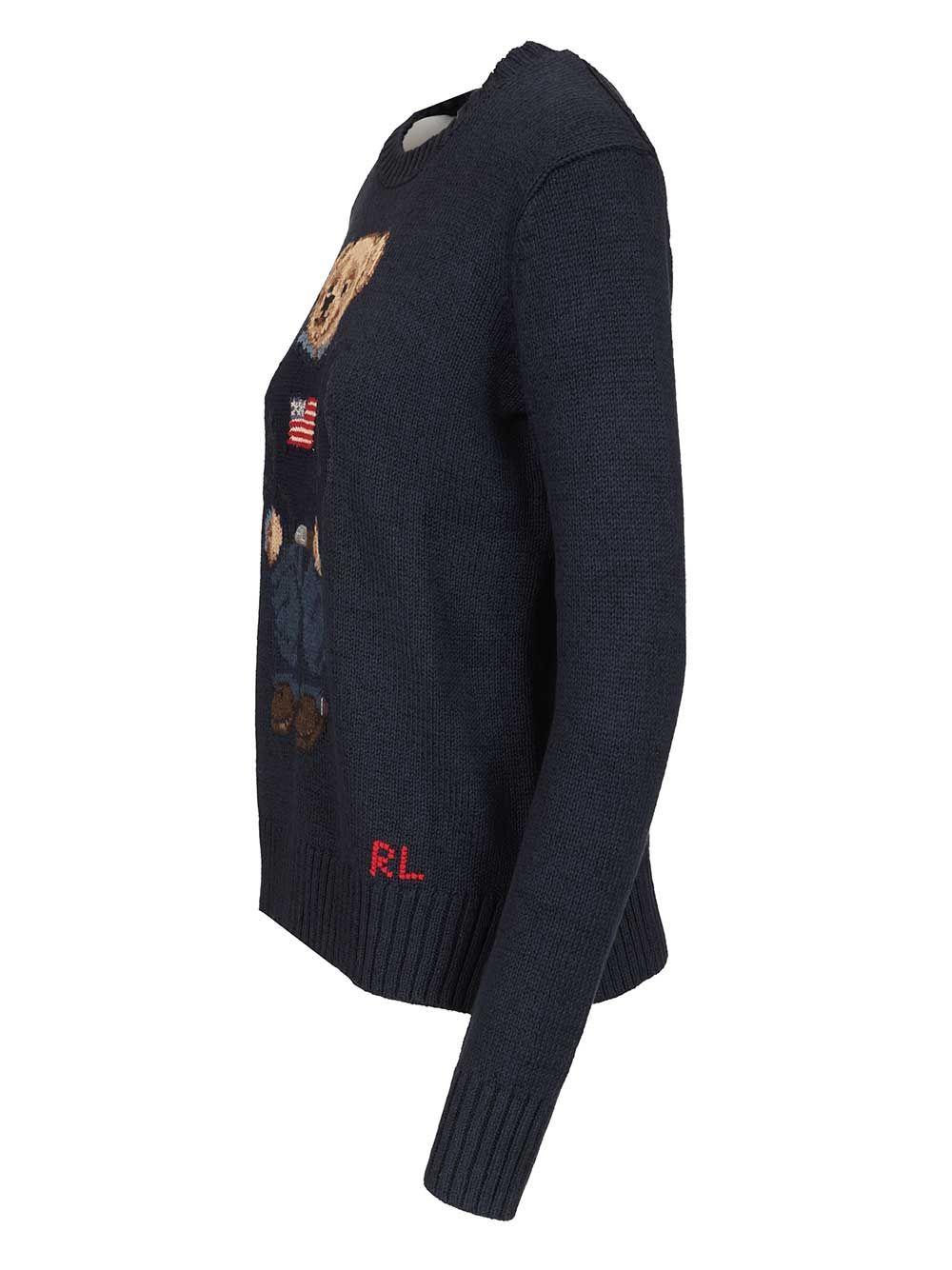 Polo Ralph Lauren Polo Bear Sweater In Cotton And Linen Knitwear - Blue | e875a561fbae6bf77408abb257e3ef4d3b799d5e