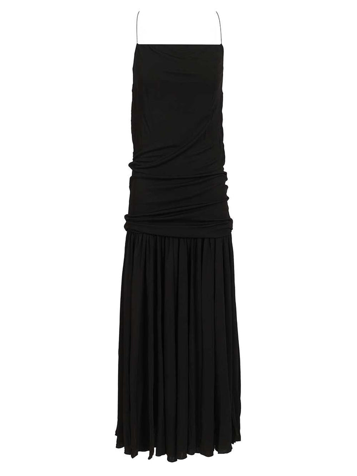 Jacquemus Abiha Gathered Jersey Midi Dress Dresses - Black | de2aced2d8f6e4607473367f3f7fc551a7aa731e