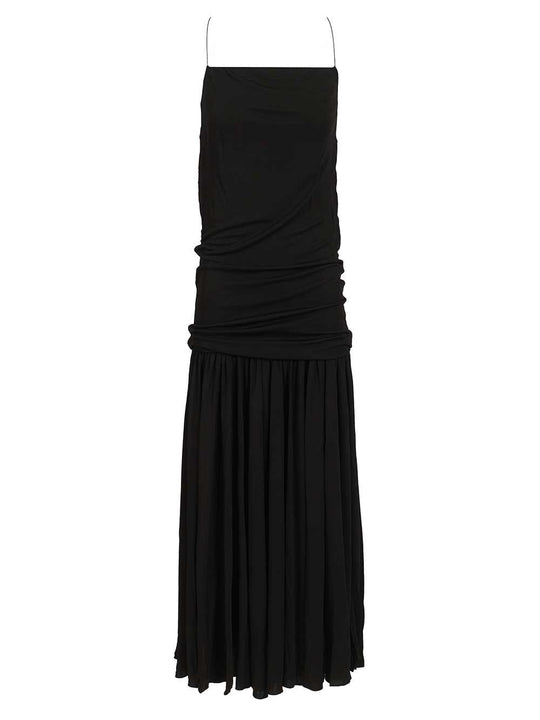 Abiha Gathered Jersey Midi Dress Dresses Black