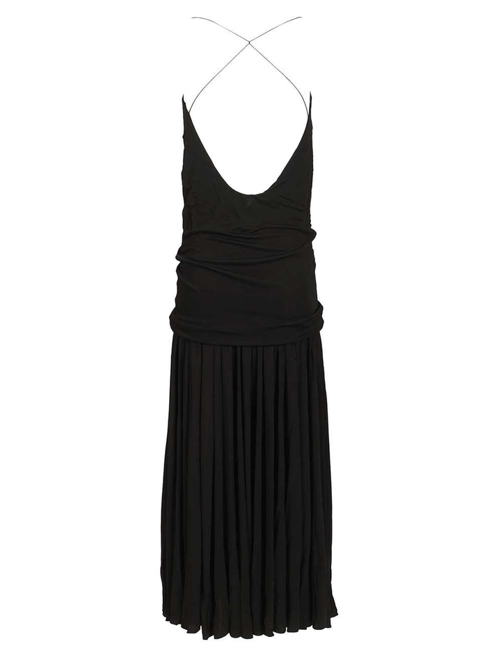 Jacquemus Abiha Gathered Jersey Midi Dress Dresses - Black | 1ee9062bd9aee88c7e1d10438c09755295e85632