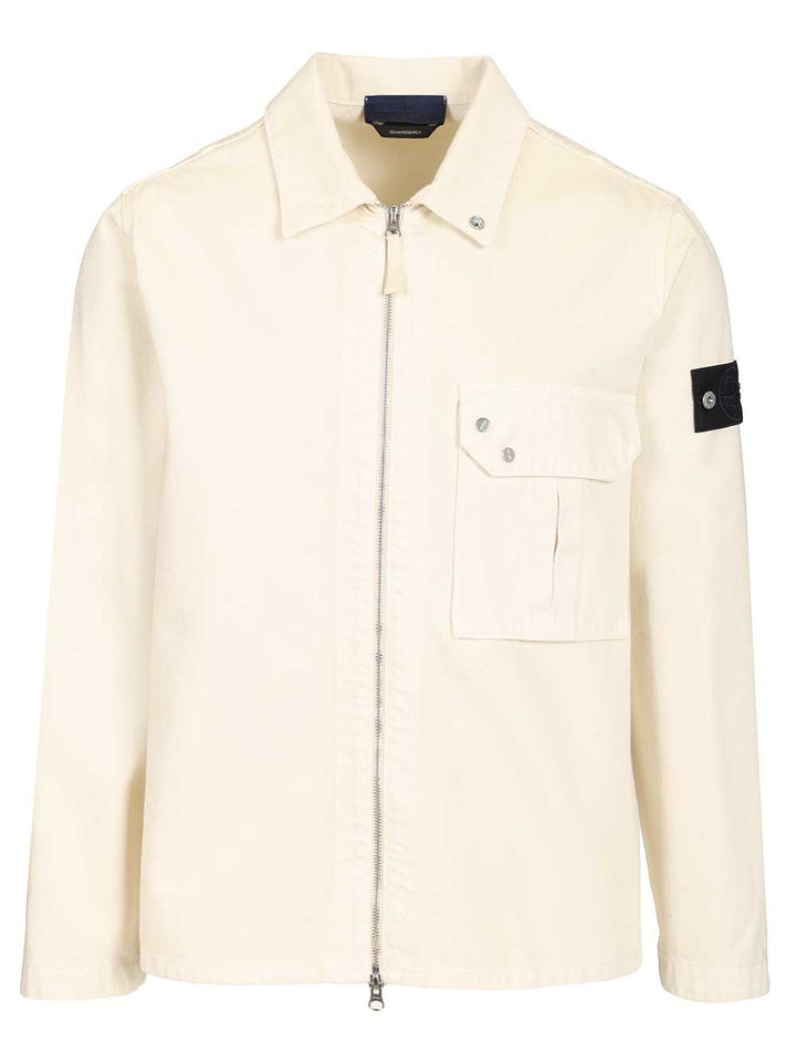 Stone Island Denim Research Cotton Denim Overshirt Shirts - White | 599830698b83814a48ab77c42b85081d812e4e41